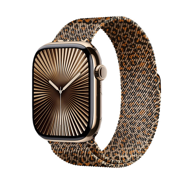 Apple Watch 44mm Zore KRD-01 Leopar Desenli Metal Kordon - 3