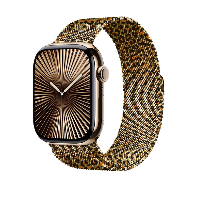 Apple Watch 44mm Zore KRD-01 Leopar Desenli Metal Kordon - 2
