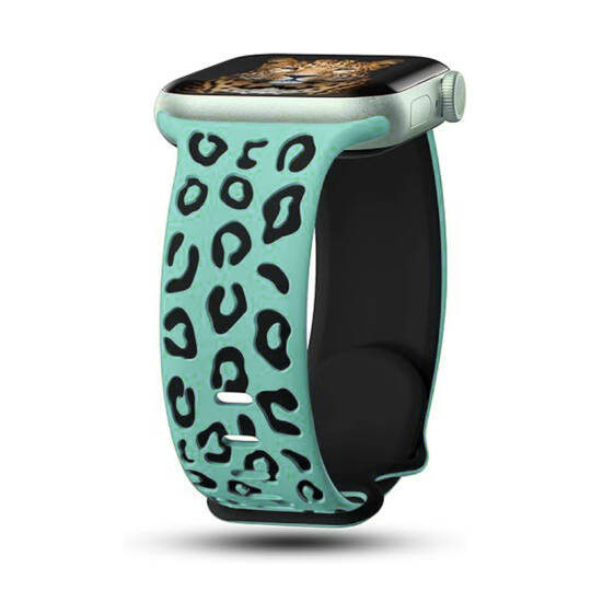 Apple Watch 44mm Zore KRD-140 Silikon Kordon Strap Kayış Yeşil-Siyah