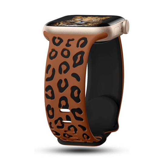 Apple Watch 44mm Zore KRD-140 Silikon Kordon Strap Kayış Kahverengi-Siyah