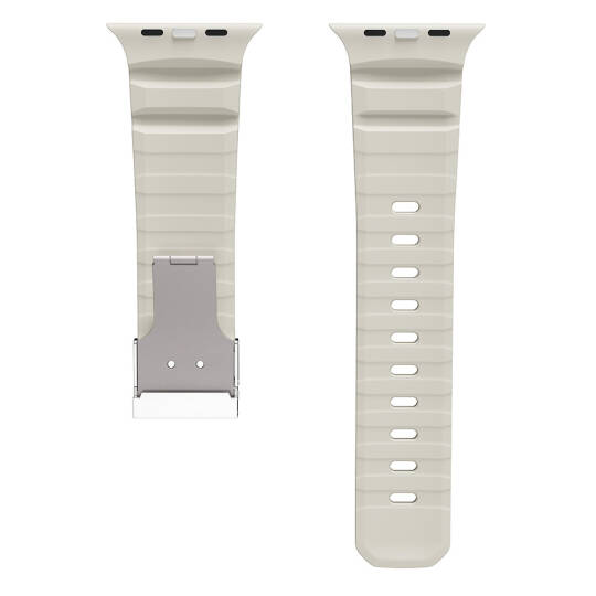Apple Watch 44mm Zore KRD-145 Metal Tokalı Silikon Kordon - 8
