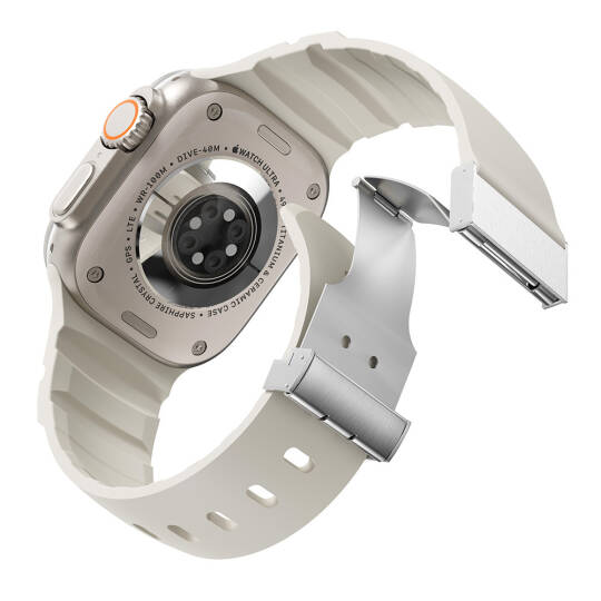 Apple Watch 44mm Zore KRD-145 Metal Tokalı Silikon Kordon - 10