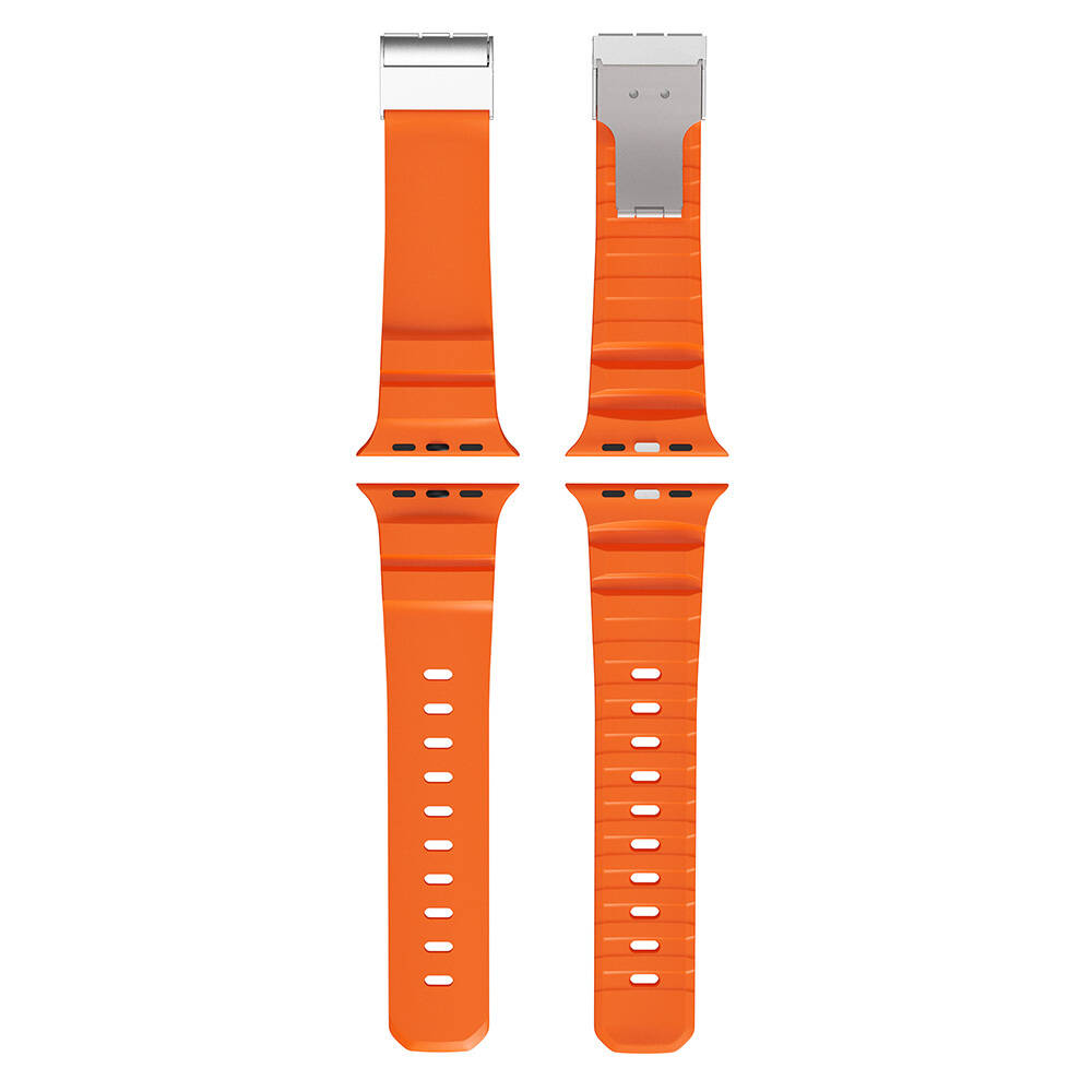 Apple Watch 44mm Zore KRD-145 Metal Tokalı Silikon Kordon - 13
