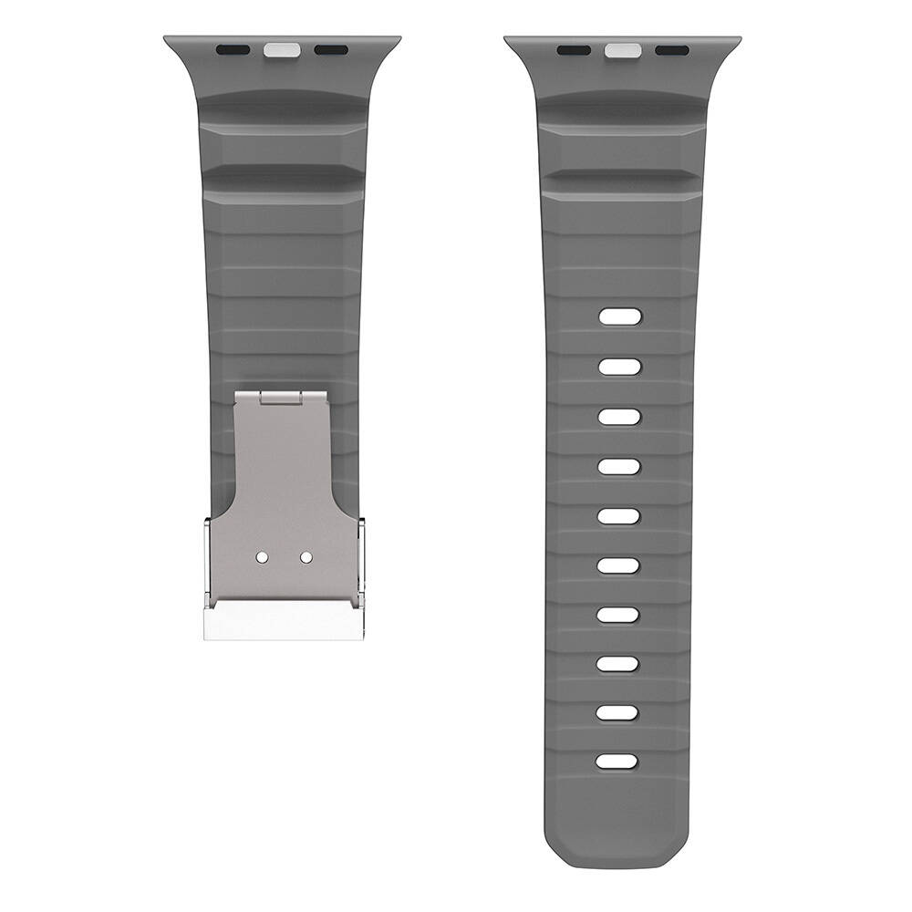 Apple Watch 44mm Zore KRD-145 Metal Tokalı Silikon Kordon - 16