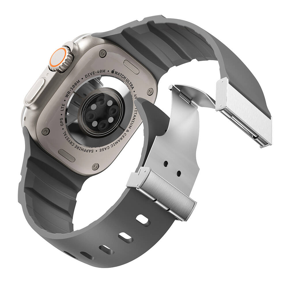 Apple Watch 44mm Zore KRD-145 Metal Tokalı Silikon Kordon - 18