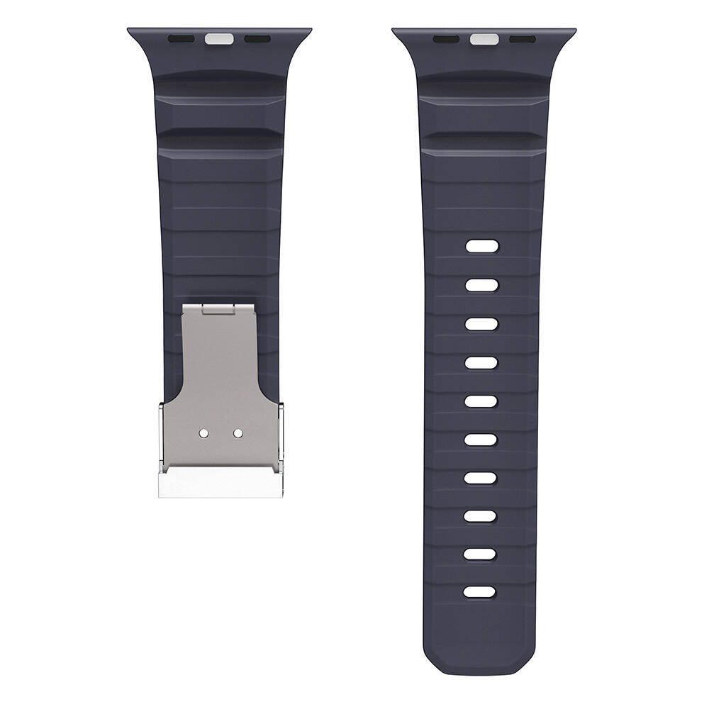 Apple Watch 44mm Zore KRD-145 Metal Tokalı Silikon Kordon - 20