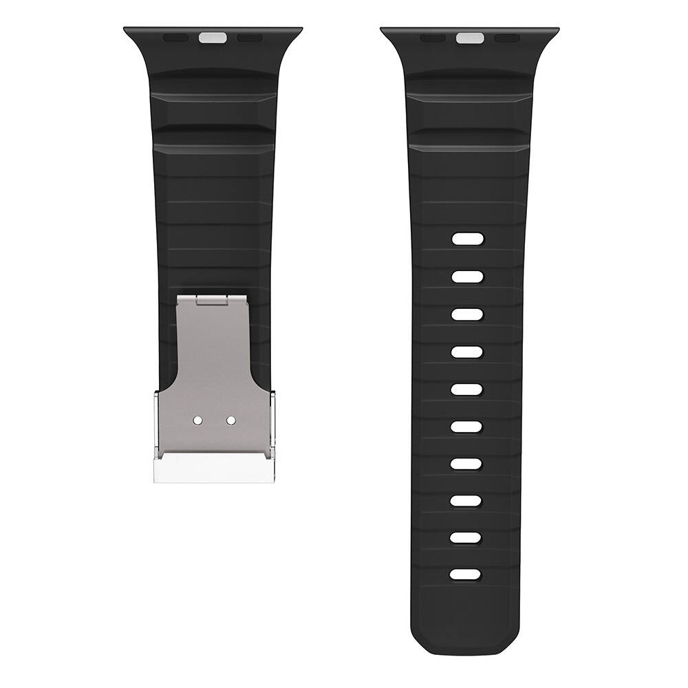 Apple Watch 44mm Zore KRD-145 Metal Tokalı Silikon Kordon - 23