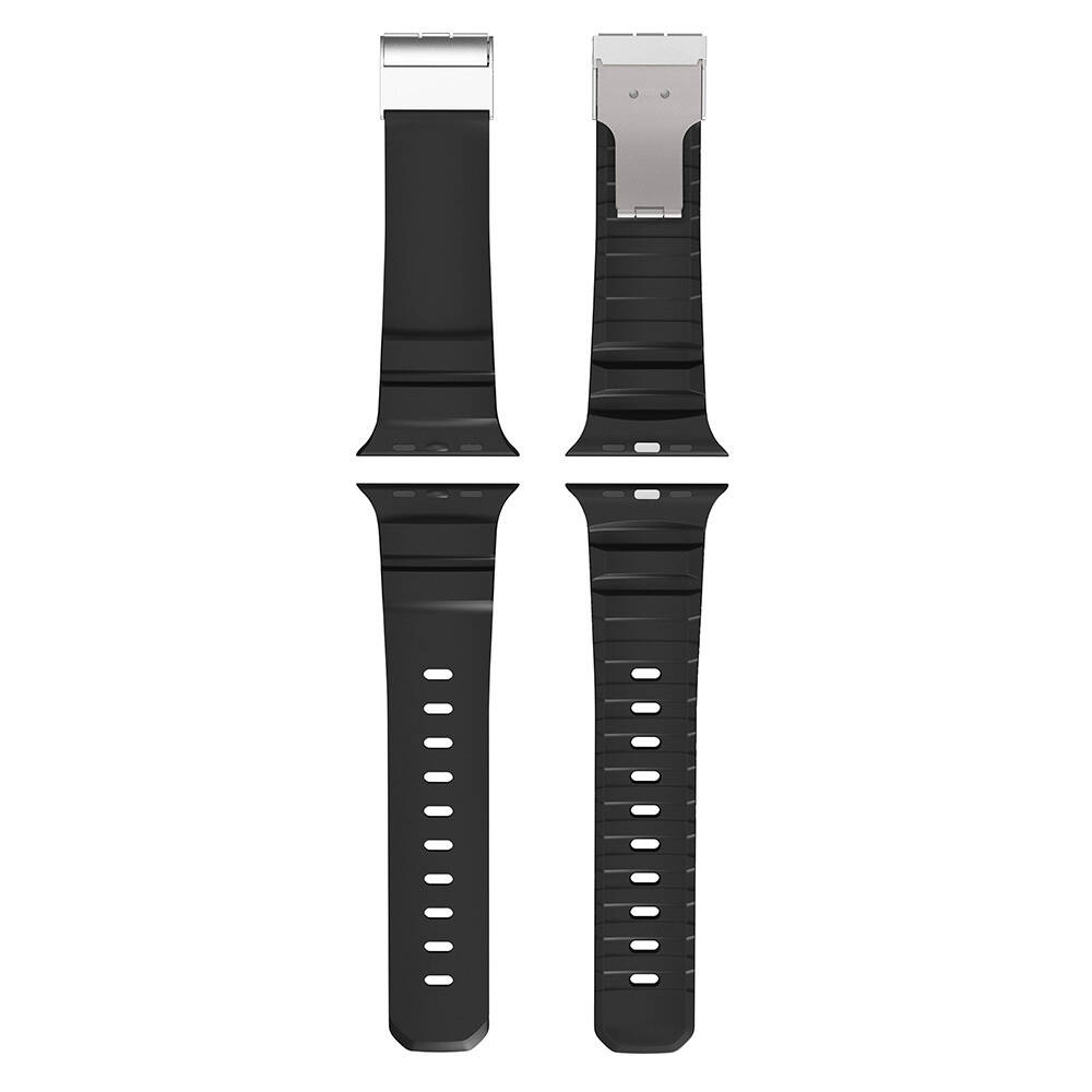 Apple Watch 44mm Zore KRD-145 Metal Tokalı Silikon Kordon - 25