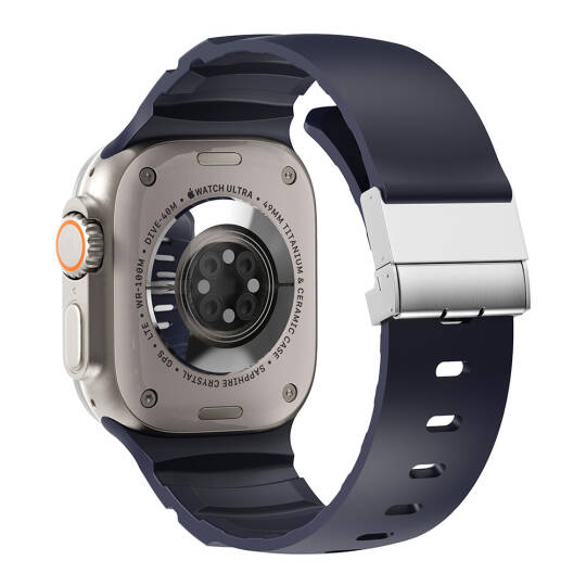 Apple Watch 44mm Zore KRD-145 Metal Tokalı Silikon Kordon - 3
