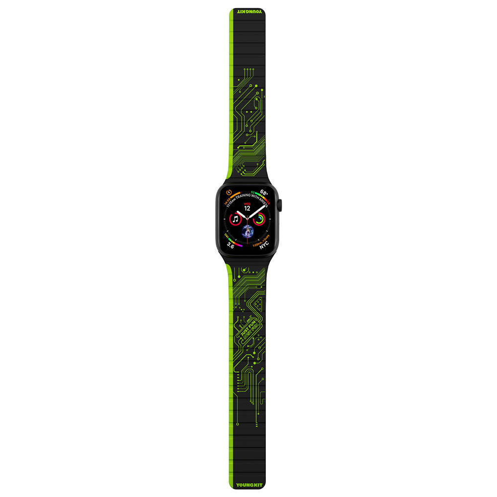 Apple Watch 7 41mm Kordon Youngkit Technological Magnetik Tak Çıkar Silikon Strap Kayış - 3