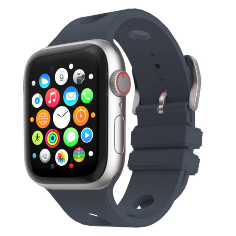 Apple Watch 7 45mm Delikli Tasarım Zore KRD-147 Silikon Kordon - 11