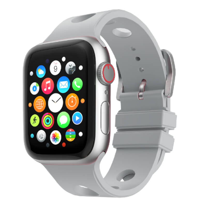 Apple Watch 7 45mm Delikli Tasarım Zore KRD-147 Silikon Kordon - 3