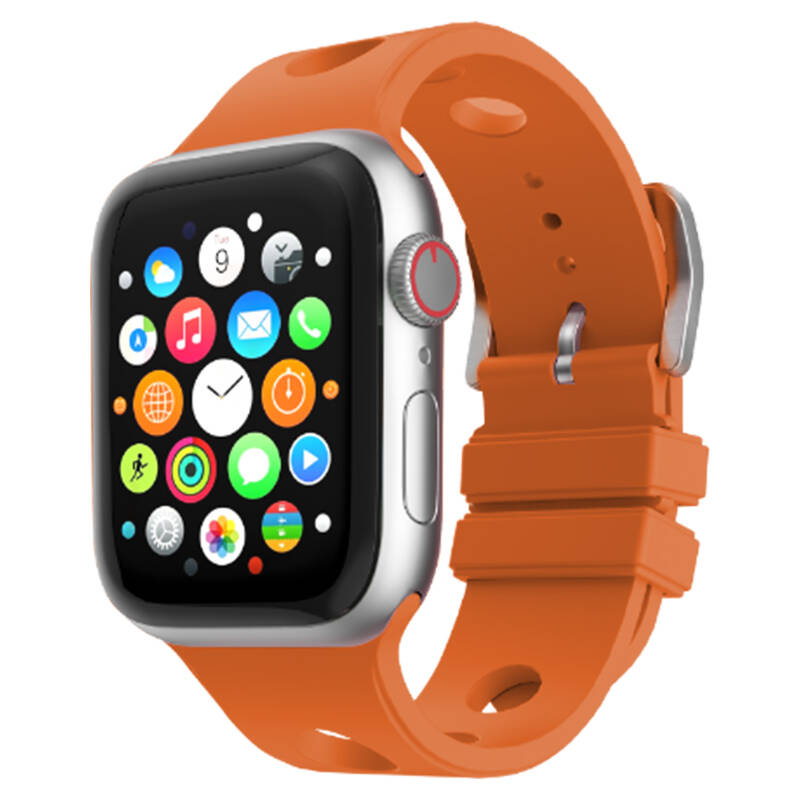 Apple Watch 7 45mm Delikli Tasarım Zore KRD-147 Silikon Kordon - 1
