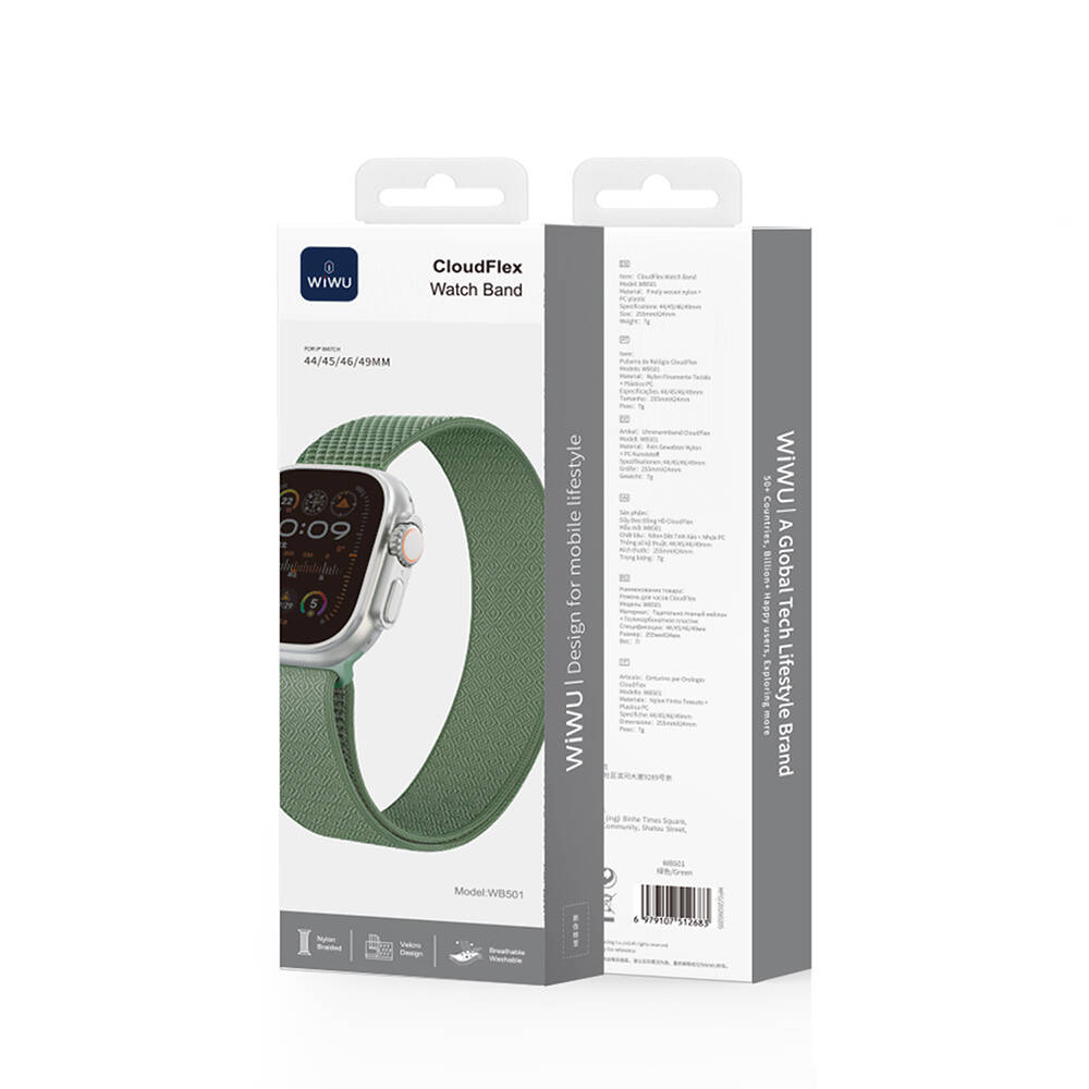 Apple Watch 7 45mm Kordon Wiwu WB501 CloudFlex Serisi Hasır Örgü Strap Kayış - 10