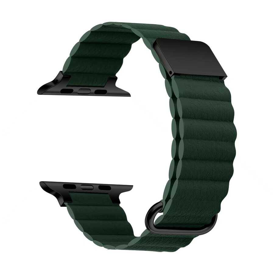 ​​​Apple Watch 7 45mm KRD-78 PU Deri Kordon Strap Kayış - 1