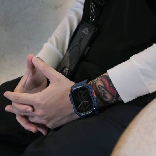 Apple Watch 7 45mm Skinarma Mecha 2in1 TPU Kasa Koruyucu + Silikon Kordon - 14