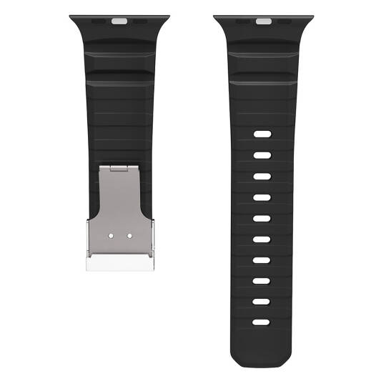Apple Watch 7 45mm Zore KRD-145 Metal Tokalı Silikon Kordon - 8