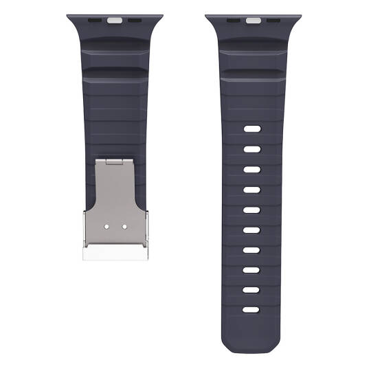 Apple Watch 7 45mm Zore KRD-145 Metal Tokalı Silikon Kordon - 24