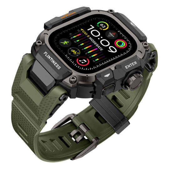 Apple Watch Ultra 49mm Mohseven iWatch Punk Fortress Serisi Kasa Koruyuculu Silikon Kordon - 23