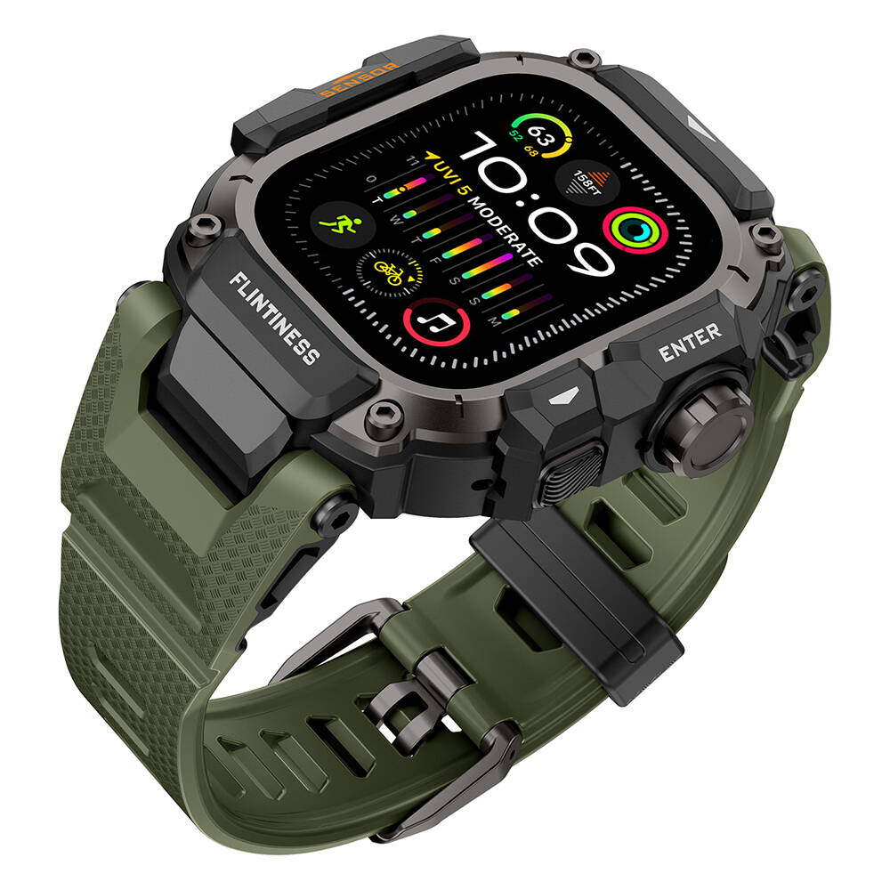Apple Watch Ultra 49mm Mohseven iWatch Punk Fortress Serisi Kasa Koruyuculu Silikon Kordon - 23