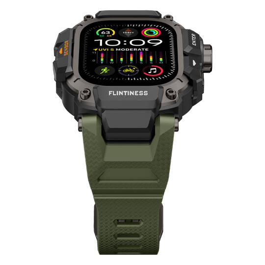 Apple Watch Ultra 49mm Mohseven iWatch Punk Fortress Serisi Kasa Koruyuculu Silikon Kordon - 24