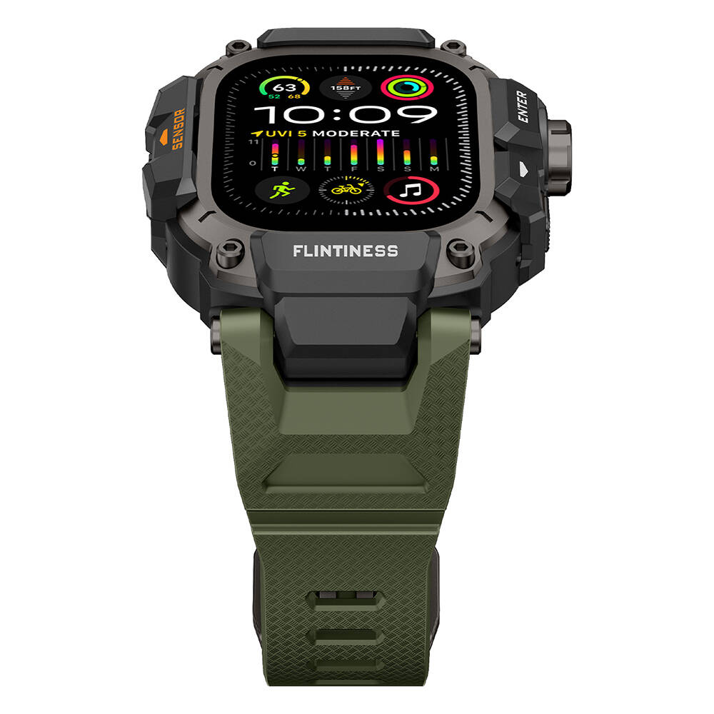 Apple Watch Ultra 49mm Mohseven iWatch Punk Fortress Serisi Kasa Koruyuculu Silikon Kordon - 24