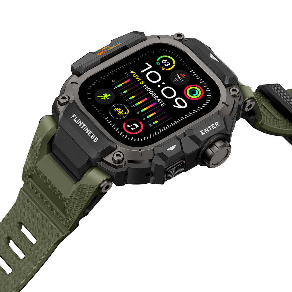 Apple Watch Ultra 49mm Mohseven iWatch Punk Fortress Serisi Kasa Koruyuculu Silikon Kordon - 25