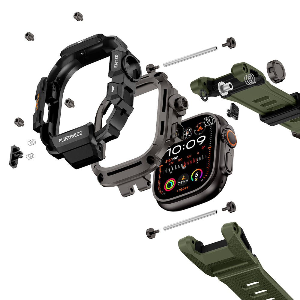 Apple Watch Ultra 49mm Mohseven iWatch Punk Fortress Serisi Kasa Koruyuculu Silikon Kordon - 28
