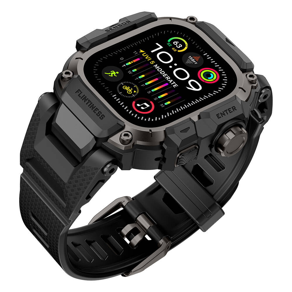Apple Watch Ultra 49mm Mohseven iWatch Punk Fortress Serisi Kasa Koruyuculu Silikon Kordon - 16