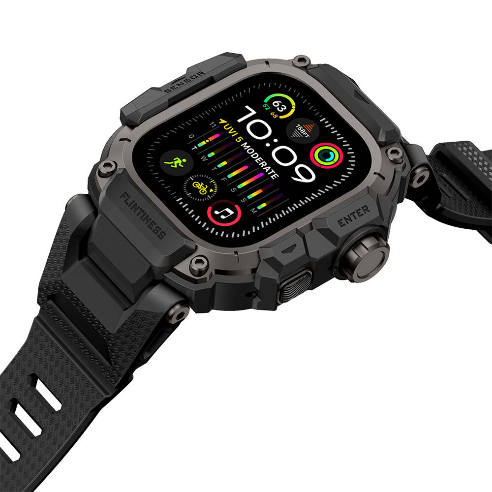 Apple Watch Ultra 49mm Mohseven iWatch Punk Fortress Serisi Kasa Koruyuculu Silikon Kordon - 18