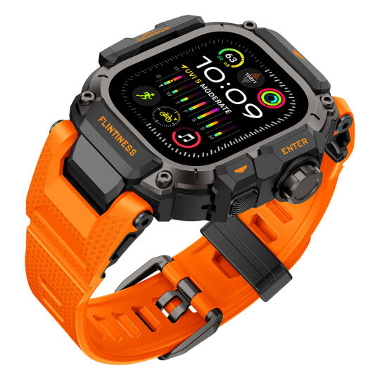 Apple Watch Ultra 49mm Mohseven iWatch Punk Fortress Serisi Kasa Koruyuculu Silikon Kordon - 9