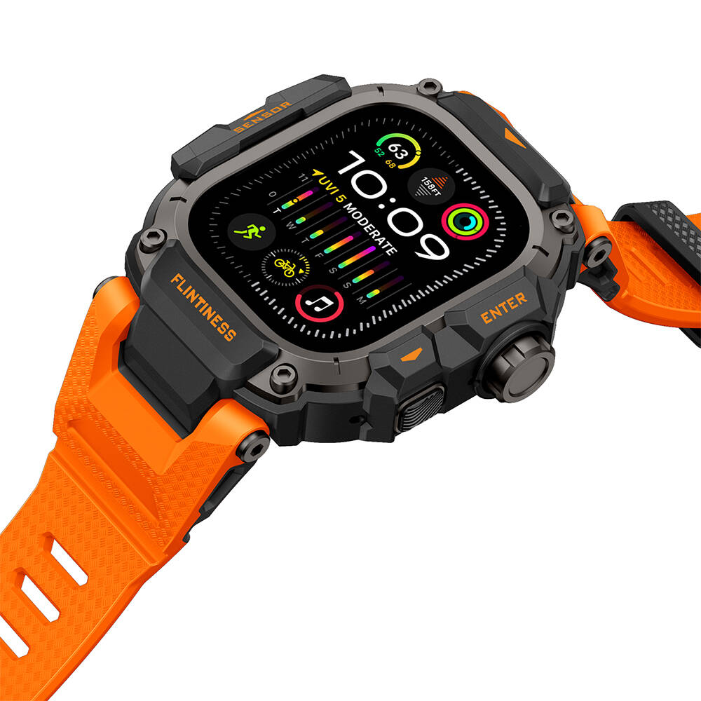Apple Watch Ultra 49mm Mohseven iWatch Punk Fortress Serisi Kasa Koruyuculu Silikon Kordon - 11