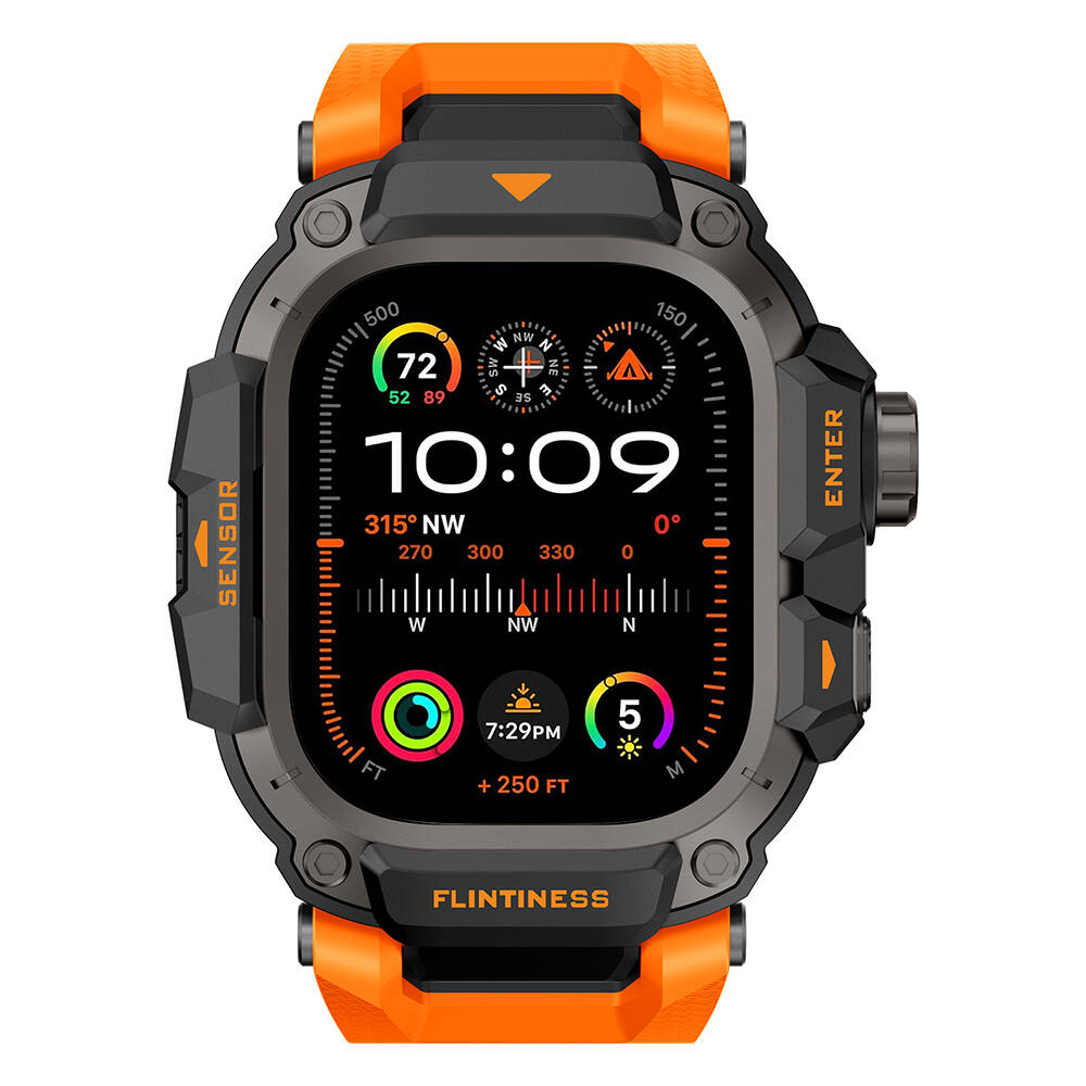 Apple Watch Ultra 49mm Mohseven iWatch Punk Fortress Serisi Kasa Koruyuculu Silikon Kordon - 13