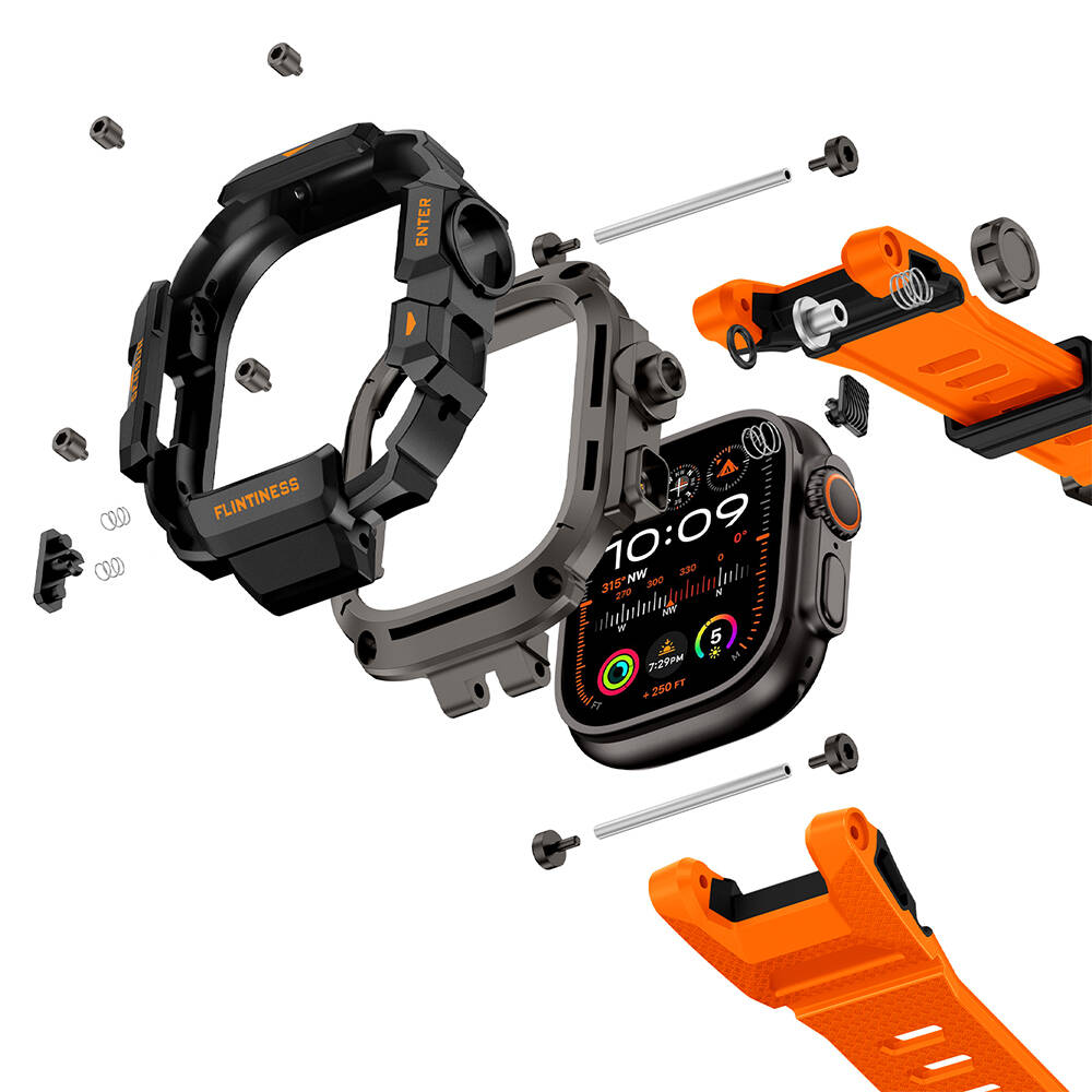 Apple Watch Ultra 49mm Mohseven iWatch Punk Fortress Serisi Kasa Koruyuculu Silikon Kordon - 14