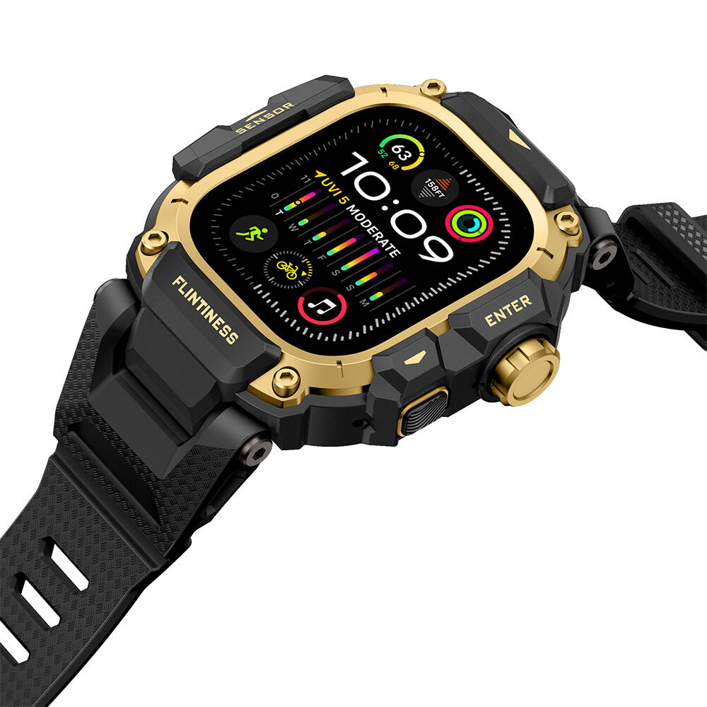 Apple Watch Ultra 49mm Mohseven iWatch Punk Fortress Serisi Kasa Koruyuculu Silikon Kordon - 4