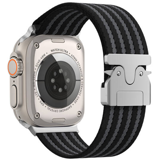 Apple Watch Ultra 49mm Zore KRD-133 Naylon Kumaş Hasır Örgülü Kordon Siyah