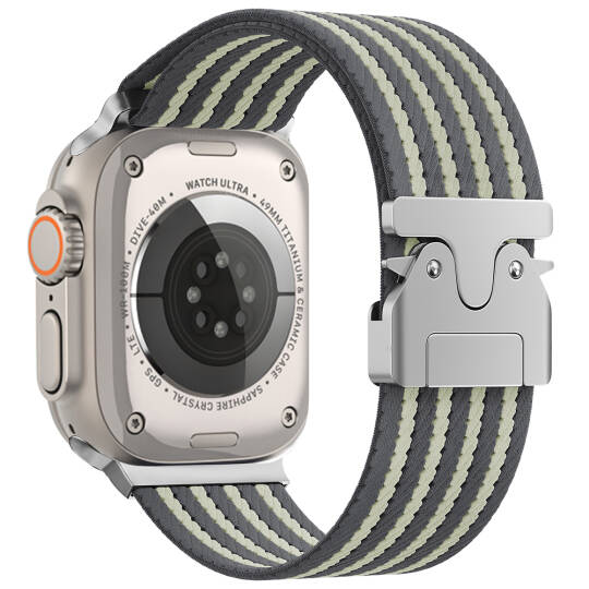 Apple Watch Ultra 49mm Zore KRD-133 Naylon Kumaş Hasır Örgülü Kordon Gri