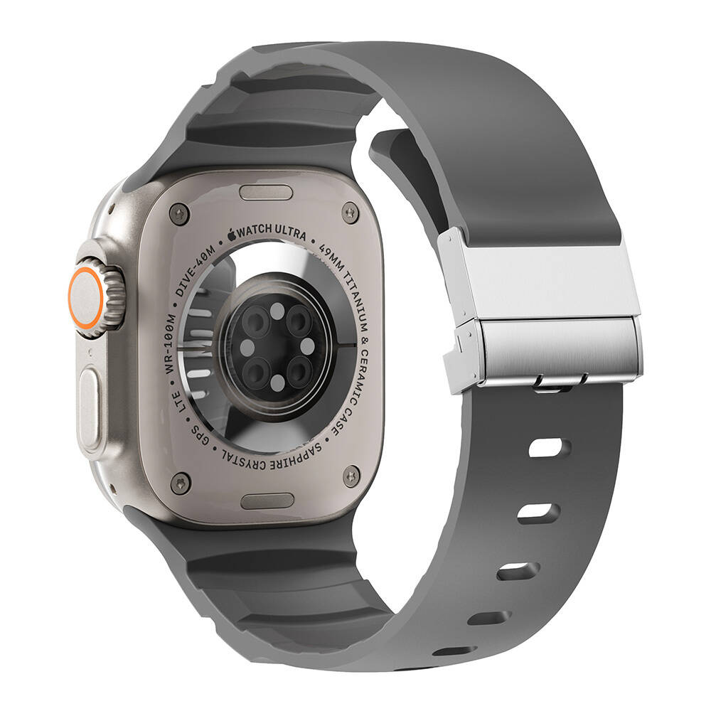Apple Watch Ultra 49mm Zore KRD-145 Metal Tokalı Silikon Kordon - 2