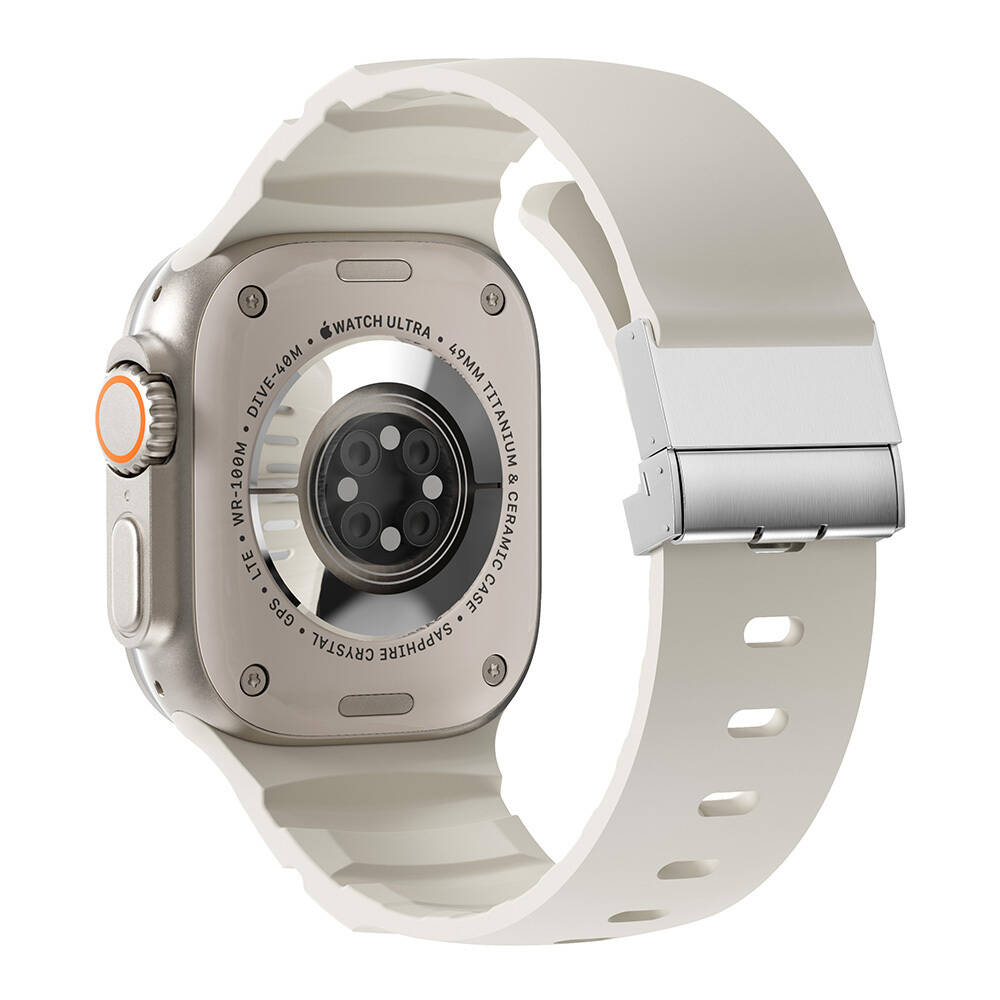 Apple Watch Ultra 49mm Zore KRD-145 Metal Tokalı Silikon Kordon - 1