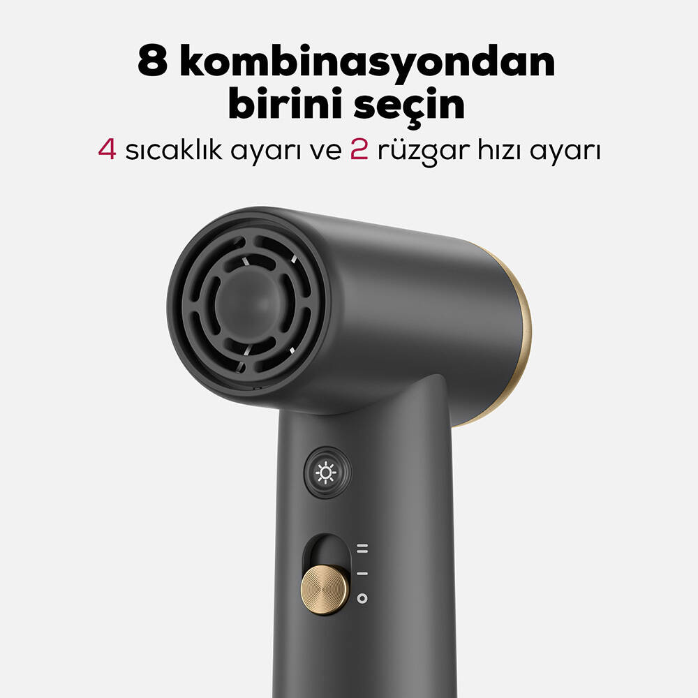 Coshare HP10E Mini Isı Dereceli LED Işıklı Saç Kurutma Fön Makinesi - 8