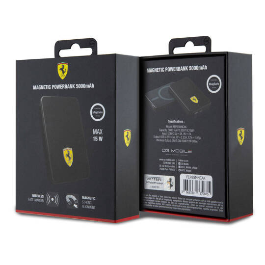 Ferrari Led Işıklı Göstergeli M-safe Magnetik Orjinal Lisanslı Powerbank 5000 Mah - 5