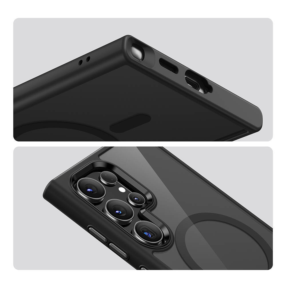 Galaxy S24 Ultra Kılıf M-safe Şarj Özellikli Şeffaf Arka Yüzey Benks MagClap TPU Çerçeve Kapak - 19