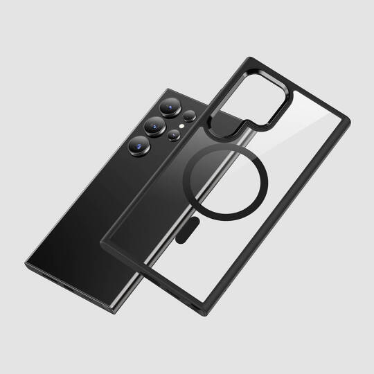 Galaxy S24 Ultra Kılıf M-safe Şarj Özellikli Şeffaf Arka Yüzey Benks MagClap TPU Çerçeve Kapak - 21