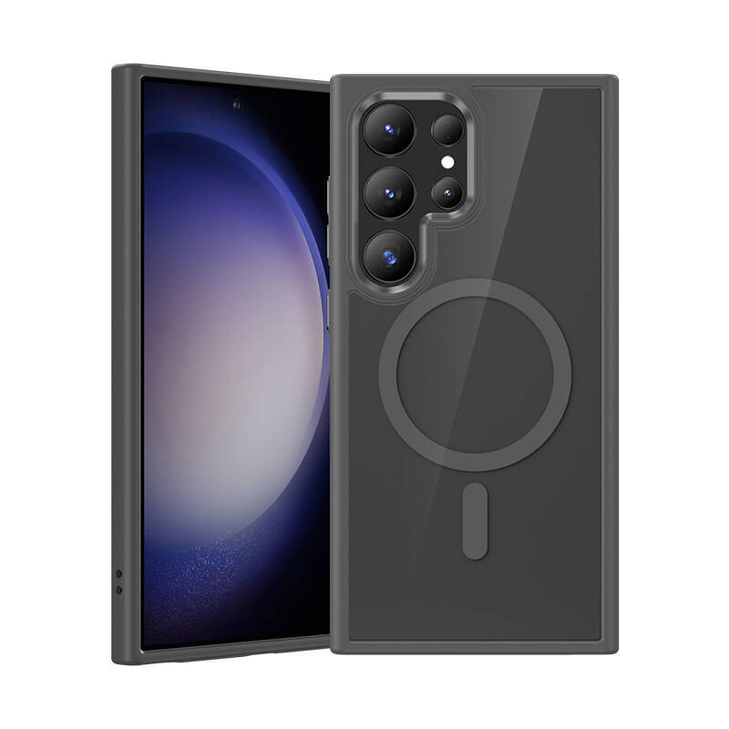 Galaxy S24 Ultra Kılıf M-safe Şarj Özellikli Şeffaf Arka Yüzey Benks MagClap TPU Çerçeve Kapak - 1
