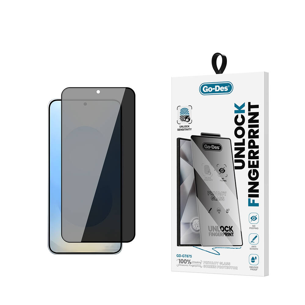 Galaxy S25 Go Des GD-001 Parmak İzi Bırakmayan Privacy 9H Temperli HD Cam Hayalet Ekran Koruyucu - 1