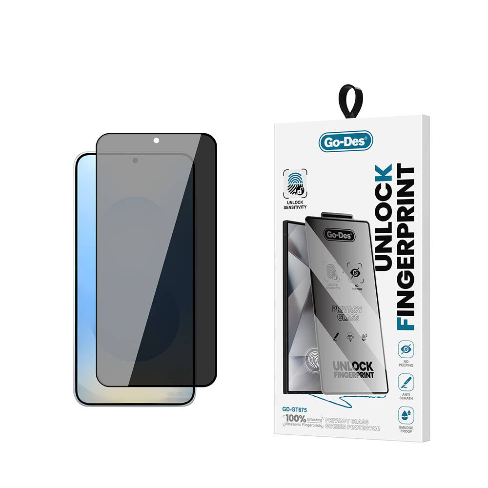 Galaxy S25 Plus Go Des GD-001 Parmak İzi Bırakmayan Privacy 9H Temperli HD Cam Hayalet Ekran Koruyucu - 1