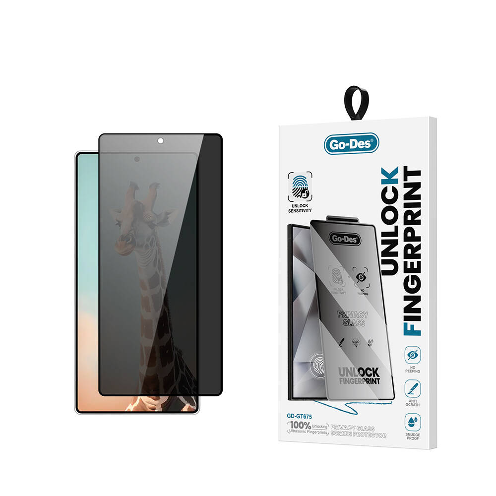 Galaxy S25 Ultra Go Des GD-001 Parmak İzi Bırakmayan Privacy 9H Temperli HD Cam Hayalet Ekran Koruyucu - 1