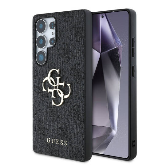 Galaxy S25 Ultra Kılıf Guess Orjinal Lisanslı PU Deri 4G Desenli Metal Büyük 4G ve Yazı Logolu Kapak - 5