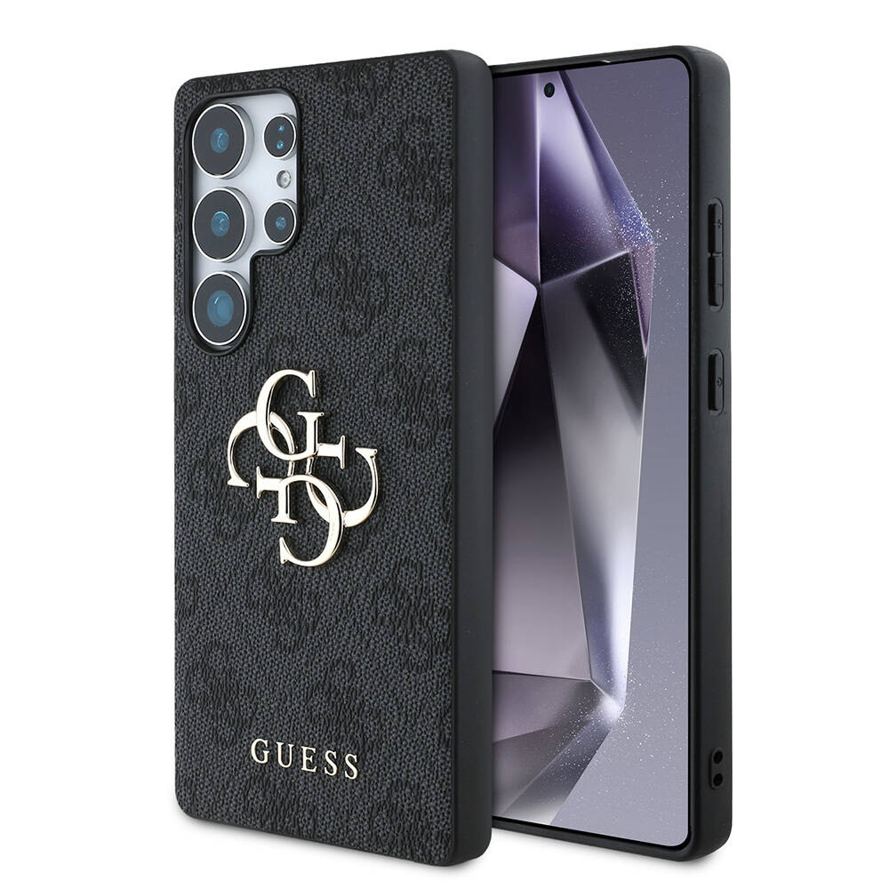 Galaxy S25 Ultra Kılıf Guess Orjinal Lisanslı PU Deri 4G Desenli Metal Büyük 4G ve Yazı Logolu Kapak - 5