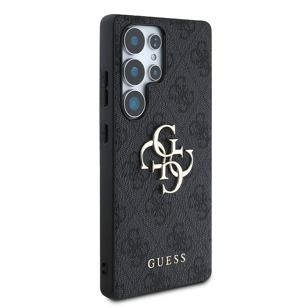Galaxy S25 Ultra Kılıf Guess Orjinal Lisanslı PU Deri 4G Desenli Metal Büyük 4G ve Yazı Logolu Kapak - 7